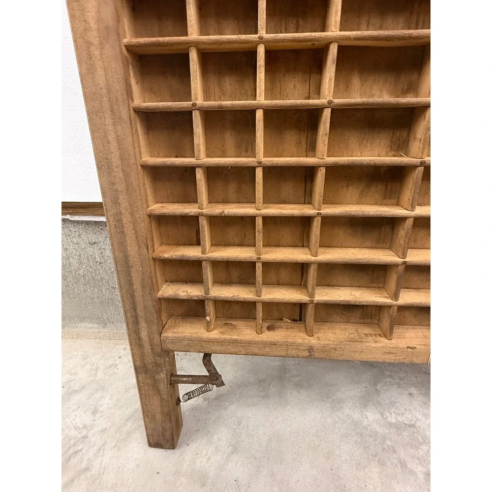 Vintage Wooden Printers Type Case Tray Standing Display Shelf Shadow Box 28x18x4